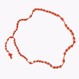 Spiritual Handmade Orange Cross Necklace Knotted Nylon Braided Religious Jewelry